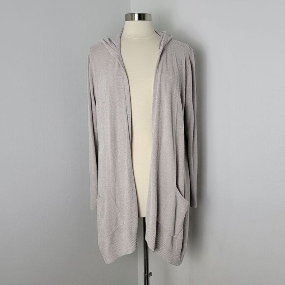 Barefoot Dreams CozyChic Ultra Lite Open-Front Hooded Knit Cardigan Size XL - Picture 2 of 15